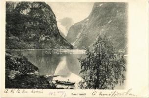 1902 Lovatnet, Loenvatnet, Loenvand (Nordfjord); lake, rowing boat