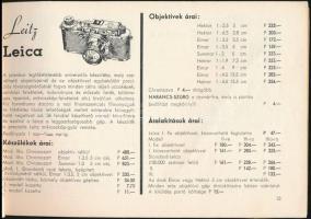 cca 1936 Hatschek Emil Foto-Optika-Kino árjegyzéke, prospektusa. Bp., Hungária-ny., 47+1+4p. Kiadói ...