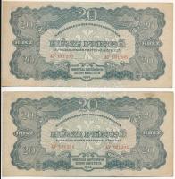 1944. 20P "A Vörös Hadsereg Parancsnoksága" (2x) sorszámkövetők, hajtatlanok T:II egyiken ...