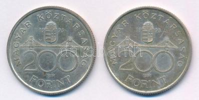 1993. 200Ft Ag "MNB" (2x) T:1- patina Adamo F13