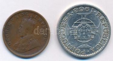Vegyes: Brit-India 1936. 1/4A Br + Makaó 1968. 1P Ni T:2,2-
Mixed: British India 1936. 1/4 Anna Br ...