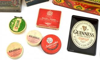 cca 1920-70 össz. 11 db kis és közepes méretű, részben illusztrált fém és karton doboz fedéllel: 1 d...