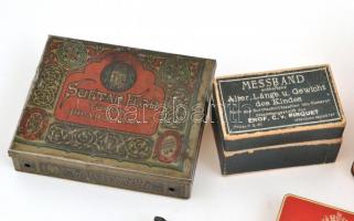 cca 1920-70 össz. 11 db kis és közepes méretű, részben illusztrált fém és karton doboz fedéllel: 1 d...