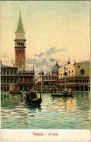 Venezia, Venice; Il molo / canal, molo, boats, litho