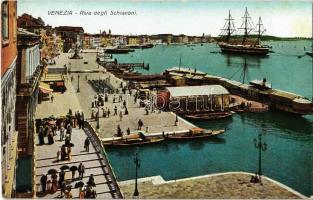 Venezia, Venice; Riva degli Schiavoni / port, ship station, boats, sailing vessel (EK)