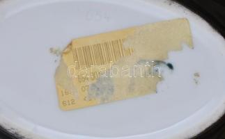 Hollóházi Jurcsák László által tervezett mintával díszített porcelán váza, matricás, jelzett, kis ko...