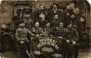 Hurra! Heuer gehn' ma 1911-1914 / WWI Austro-Hungarian (K.u.k.) military, soldiers with barrels. photo (EM)