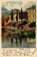 1900 Nago-Torbole, Naag-Turbel (Südtirol); Gasthof Garda / hotel, inn, boat. Kuenstlerpostkarte No. 1361. von Ottmar Zieher Kunstanstalt. litho s: Diemer (EK)