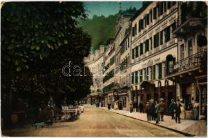1912 Karlsbad, Karlovy Vary; Alte Wiese / street view, shops, café and restaurant terrace (EK)