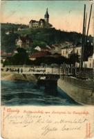 1901 Ústí nad Labem, Aussig an der Elbe; Ferdinandshöhe vom Landeplatz der Dampfschiffe / ship station, general view, villa (EK)