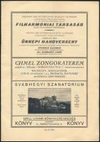 1929 Rózsavölgyi hangversenynaptár és műsorfüzet (Kilényi Eduard, Nash Frances, Dohnányi Ernő, stb.)