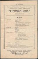 1925 Rózsavölgyi hangversenyek műsorfüzet (Friedman Ignác zongoraestje, Fischer, stb.)