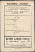 1925 Rózsavölgyi hangversenyek műsorfüzet, 2 db (Dohnányi, Rubinstein, stb.)