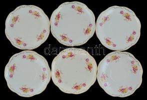 Zsolnay porcelán teás készlet. Matricás, jelzett, kis kopásokkal. Komplett