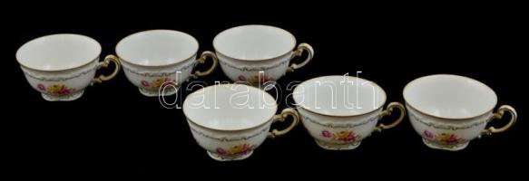 Zsolnay porcelán teás készlet. Matricás, jelzett, kis kopásokkal. Komplett