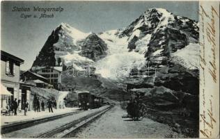 1907 Wengernalp (Lauterbrunnen), Station, Eiger u. Mönch / railway station