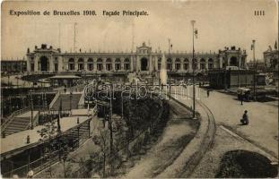 1910 Bruxelles, Brussels; Exposition de Bruxelles 1910. Facade Principale / International Exposition, street view, tram station, automobile (EK)