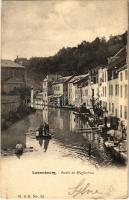 Luxembourg, Luxemburg; Partie du Pfaffenthal / canal, valley, rowing boat, raft (EK)