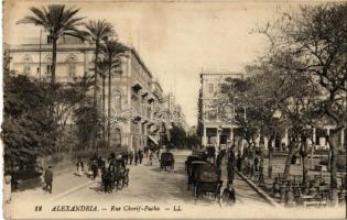 Alexandria, Rue Cherif Pacha / street view - from postcard booklet (tear)