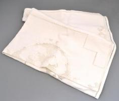 Nagy méretű, fehér áttört asztalterítő (abrosz), jó állapotban, 142x240 cm
