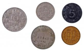 Jugoszlávia 1938. 50p Al-Br + 1938. 10D Ni "II. Péter" + Szerb-Horvát-Szlovén Királyság 19...