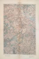1913 Prága környékének katonai térképe, 1: 200 000, kiadja: K. u. k. Militärgeographisches Institut, 67×47 cm