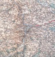 1913 Prága környékének katonai térképe, 1: 200 000, kiadja: K. u. k. Militärgeographisches Institut,...