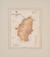 1897 Turóc vármegye térképe, terv. Gönczy Pál, Pallas Nagy Lexikona, 1:288000, Bp., Posner Károly Lajos és fia, paszpartuban, hajtásnyommal, 27,5×22,5 cm / 1897, map of Turiec county, now Slovakia, in passepartout