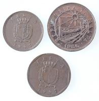 Málta 1991. 25c Cu-Ni + 1991. 50c Cu-Ni + 1986. 1L Cu-Ni T:2 Malta 1991. 25 Cents Cu-Ni + 1991. 50 Cents Cu-Ni + 1986. 1L Cu-Ni C:XF Krause KM#97, KM#98, KM#82