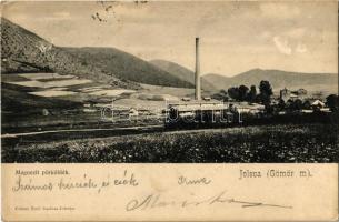 Jolsva, Jelsava (Gömör);  Magnezit pörköldék. Czibur Emil kiadása / magnesite factory +  &quot;ELSUCZ P.U.&quot; bélyegzéssel (EK)