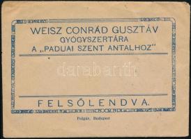 Weisz Conrád Gusztáv Gyógyszertára a Paduai Szent Antalhoz Felsőlendva receptboríték