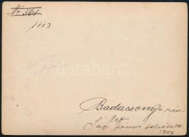 1907 Badacsonyi részlet, hátoldalon feliratozott keményhátú fotó, 11,5×18 cm