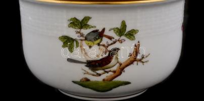 Herendi Rotschild mintás bonbonniere. Kézzel festett, jelzett, hibátlan. d: 10 cm, m: 10 cm