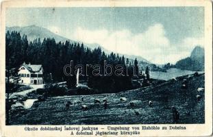 Dobsina, Dobschau; Okolie dobsinskej ladovej jaskyne / Umgebung von Eishöhle zu Dobsina / A dobsinai jégbarlang környéke. Fejér Endre kiadása / hotel, (EK)ice cave