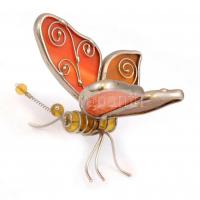 Vegyes bolha tétel, ólomüveges pillangó figura 5x6,5 cm, 	
levélmintás, üvegezett képkeret, belső m...