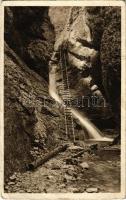 1930 Káposztafalva, Hrabusice; Slovensky Raj, Roklina Kysel, Velky vodopád / Szlovák Paradicsom, Kysel-szurdok nagy vízesése / Slovak Paradise, gorge, mountain pass, waterfall (EK)