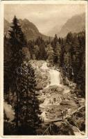 1928 Tátra, Magas-Tátra, Vysoké Tatry; Tarpataki vízesés, fahíd / Vodopád Studené vody / waterfall, wooden bridge (EK)