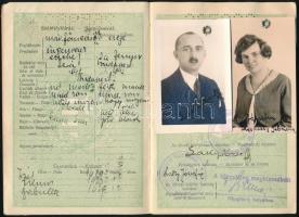 1931 Bp., A Magyar Királyság által kiállított fényképes útlevél házaspár számára + 2 db igazolványi lap / Hungarian passport