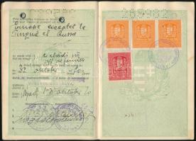 1931 Bp., A Magyar Királyság által kiállított fényképes útlevél házaspár számára + 2 db igazolványi ...