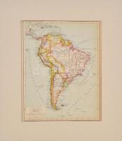 cca 1894 Dél-Amerika politikai térképe, Pallas Nagy Lexikona, 1:30000000, Bp., Posner Károly Lajos és fia, paszpartuban, hajtásnyommal, 28×22,5 cm