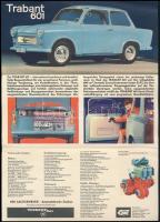 cca 1966 Trabant 601 személyautó német nyelvű, kihajtható prospektusa