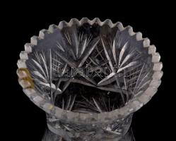 Ólomkristály váza, csiszolt, címkével jelzett, kopott, m: 21 cm