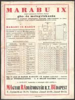 cca 1925 Marabu IX gőz- és melegvízkazán szórólap, Kun S. grafikájával, szakadással, 31×23 cm
