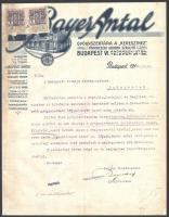 1921 Bp. VI. Andrássy út 84., Bayer Antal gyógyszertára a Kereszthez fejléces levélpapírjára írt levél okmánybélyegekkel