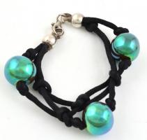 Zsolnay designer ékszer szett. Eozin mázas, bőr láncon, ezüst szerelékekkel