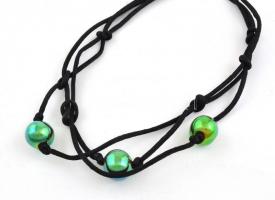 Zsolnay designer ékszer szett. Eozin mázas, bőr láncon, ezüst szerelékekkel