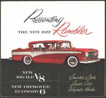 1957 Rambler amerikai személyautó angol nyelvű, színes, képes prospektusa, kihajtható.