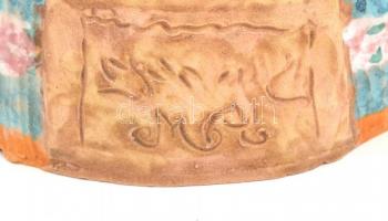 M. Á jelzéssel: Hímző lányka. Mázas kerámia. Kézzel festett, jelzett, hibátlan, alján aláírásokkal 2...