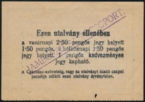 1933 Gödöllő, IV. Cserkész-világjamboree utalvány kedvezményes jegy váltására