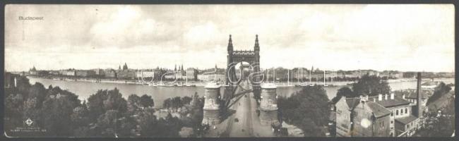 1928 Budapest, Erzsébet híd és a pesti oldal, panorámafotó, 8,5×29,5 cm